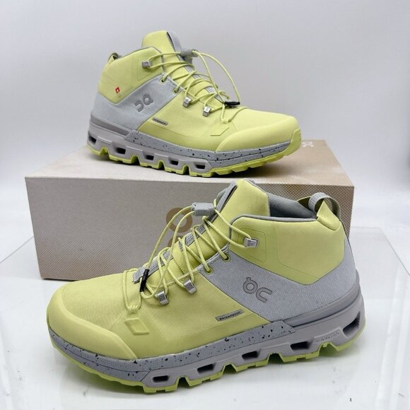 On Cloudtrax Waterproof Hiking Boot Sneaker Running Glacier/ Zest Womens US 8.5 - Picture 1 of 12